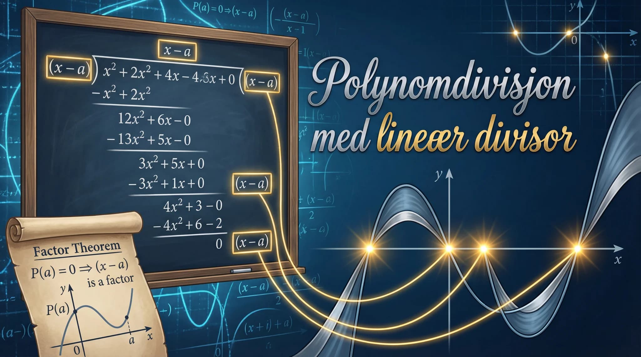 Polynomdivisjon med lineær divisor